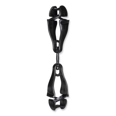 ergodyne Squids 3420 Dual Clip Swivel Glove Clip Holder, 1 x 0.6 x 5.5, Acetal Copolymer, Black, 100/Pack (19512BULK)
