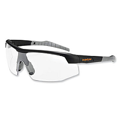 ergodyne Skullerz Skoll Safety Glasses, Fog-Off Technology, Matte Black Half Frame, Clear Single Lens (59003)