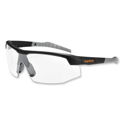 ergodyne Skullerz Skoll Safety Glasses, Fog-Off Technology, Matte Black Half Frame, Clear Single Lens (59003)
