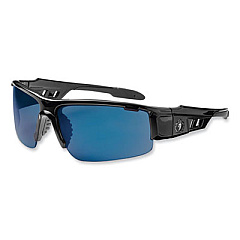 ergodyne Skullerz Dagr Safety Glasses, Black Half Frame, Mirrored Blue Single Lens (52092)