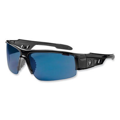 ergodyne Skullerz Dagr Safety Glasses, Black Half Frame, Mirrored Blue Single Lens (52092)