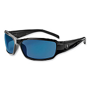 ergodyne Skullerz Thor Safety Glasses, Black Full Frame, Mirrored Blue Dual Lens (51092)