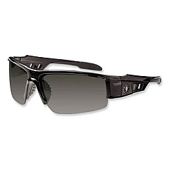 ergodyne Skullerz Dagr Safety Glasses, Black Half Frame, Smoke Single Anti-Fog Lens (52033)