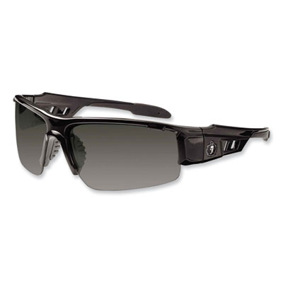 ergodyne Skullerz Dagr Safety Glasses, Black Half Frame, Smoke Single Anti-Fog Lens (52033)