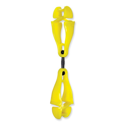 ergodyne Squids 3420 Dual Clip Swivel Glove Clip Holder, 1 x 0.6 x 5.5, Acetal Copolymer, Lime, 100/Pack (19519BULK)