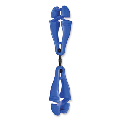 ergodyne Squids 3420 Dual Clip Swivel Glove Clip Holder, 1 x 0.6 x 5.5, Acetal Copolymer, Blue, 100/Pack (19517BULK)