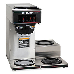 BUNN VP17-3 12-Cup Pour-Over Coffee Maker with Three Warmers, Stainless Steel/Black (133000003)