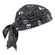 ergodyne Chill-Its 6710CT Cooling PVA Tie Bandana Triangle Hat, One Size Fits Most, Skulls (12589)