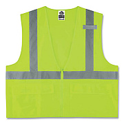 ergodyne GloWear 8225Z Class 2 Standard Solid Vest, Polyester, Lime, Large/X-Large (21165)