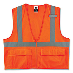 ergodyne GloWear 8225Z Class 2 Standard Solid Vest, Polyester, Orange, Small/Medium (21153)