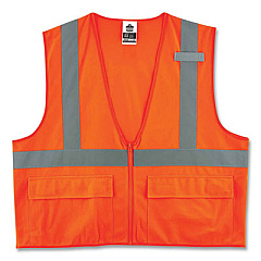 ergodyne GloWear 8225Z Class 2 Standard Solid Vest, Polyester, Orange, Large/-Large (21155)