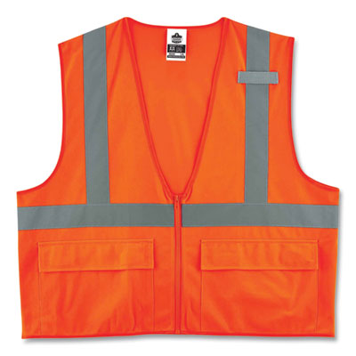 ergodyne GloWear 8225Z Class 2 Standard Solid Vest, Polyester, Orange, 4X-Large/5X-Large (21159)
