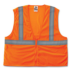 ergodyne GloWear 8205Z Class 2 Super Economy Mesh Vest, Polyester, Orange, Large/X-Large (20985)