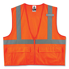 ergodyne GloWear 8225Z Class 2 Standard Solid Vest, Polyester, Orange, 2X-Large/3X-Large (21157)
