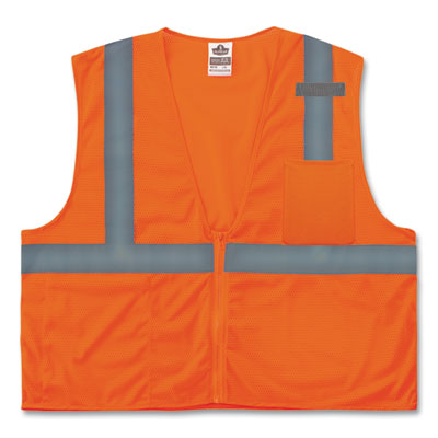 ergodyne GloWear 8210Z Class 2 Economy Mesh Vest, Polyester, Orange, 4X-Large/5X-Large (21049)