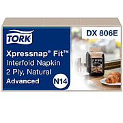 Tork Xpressnap Fit Interfold Dispenser Napkins, 2-Ply, 6.5 x 8.39, Natural, 120/Pack, 36 Packs/Carton (DX806E)