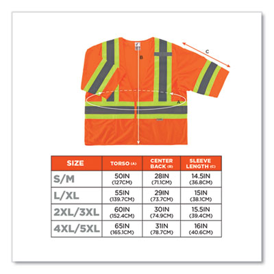 ergodyne GloWear 8330Z Class 3 Two-Tone Zipper Vest, Polyester, Small/Medium, Orange (22173)