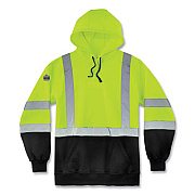 ergodyne GloWear 8373 Hi-Vis Class 3 Hooded Sweatshirt with Black Bottom, Polar Fleece, Lime, X-Large (21885)