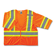 ergodyne GloWear 8330Z Class 3 Two-Tone Zipper Vest, Polyester, Largel/X-Large, Orange (22175)