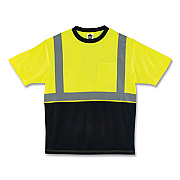 ergodyne GloWear 8289BK Class 2 Hi-Vis T-Shirt with Black Bottom, Small, Lime (22502)