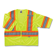 ergodyne GloWear 8330Z Class 3 Two-Tone Zipper Vest, Polyester, 4X-Large/5X-Large, Lime (22189)