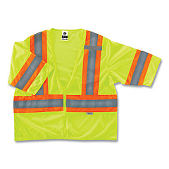 ergodyne GloWear 8330Z Class 3 Two-Tone Zipper Vest, Polyester, 4X-Large/5X-Large, Lime (22189)