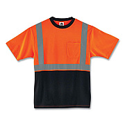 ergodyne GloWear 8289BK Class 2 Hi-Vis T-Shirt with Black Bottom, Large, Orange (22514)