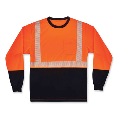 ergodyne GloWear 8281BK Class 2 Long Sleeve Shirt with Black Bottom, Polyester, Medium, Orange (22683)