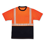 ergodyne GloWear 8280BK Class 2 Performance T-Shirt with Black Bottom, Polyester, Small, Orange (22582)