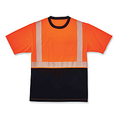 ergodyne GloWear 8280BK Class 2 Performance T-Shirt with Black Bottom, Polyester, Small, Orange (22582)
