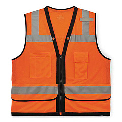 ergodyne GloWear 8253HDZ Class 2 Heavy-Duty Mesh Surveyors Vest, Polyester, Small/Medium, Orange (23313)