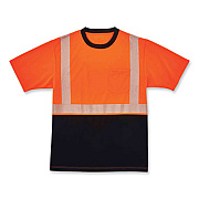 ergodyne GloWear 8280BK Class 2 Performance T-Shirt with Black Bottom, Polyester, 2X-Large, Orange (22586)