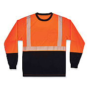 ergodyne GloWear 8281BK Class 2 Long Sleeve Shirt with Black Bottom, Polyester, X-Large, Orange (22685)