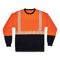 ergodyne GloWear 8281BK Class 2 Long Sleeve Shirt with Black Bottom, Polyester, X-Large, Orange (22685)
