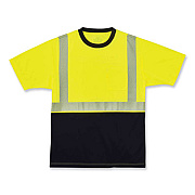 ergodyne GloWear 8280BK Class 2 Performance T-Shirt with Black Bottom, Polyester, 2X-Large, Lime (22536)