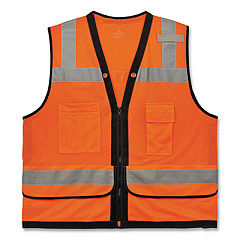 ergodyne GloWear 8253HDZ Class 2 Heavy-Duty Mesh Surveyors Vest, Polyester, Large/X-Large, Orange (23315)