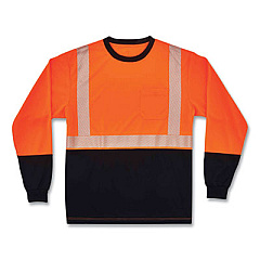 ergodyne GloWear 8281BK Class 2 Long Sleeve Shirt with Black Bottom, Polyester, 2X-Large, Orange (22686)