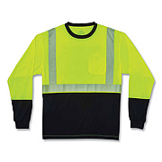 ergodyne GloWear 8281BK Class 2 Long Sleeve Shirt with Black Bottom, Polyester, X-Large, Lime (22635)