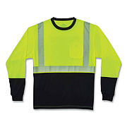 ergodyne GloWear 8281BK Class 2 Long Sleeve Shirt with Black Bottom, Polyester, Large, Lime (22634)