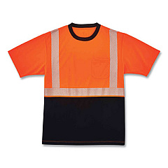 ergodyne GloWear 8280BK Class 2 Performance T-Shirt with Black Bottom, Polyester, Medium, Orange (22583)