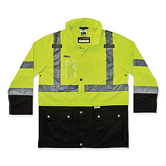 ergodyne GloWear 8386 Class 3 Hi-Vis Outer Shell Jacket, Polyester, 3X-Large, Lime (25377)