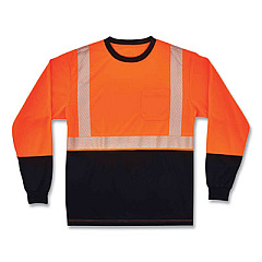 ergodyne GloWear 8281BK Class 2 Long Sleeve Shirt with Black Bottom, Polyester, Large, Orange (22684)