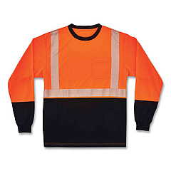ergodyne GloWear 8281BK Class 2 Long Sleeve Shirt with Black Bottom, Polyester, 5X-Large, Orange (22689)
