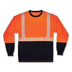 ergodyne GloWear 8281BK Class 2 Long Sleeve Shirt with Black Bottom, Polyester, 4X-Large, Orange (22688)