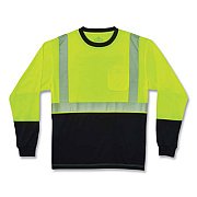ergodyne GloWear 8281BK Class 2 Long Sleeve Shirt with Black Bottom, Polyester, Medium, Lime (22633)
