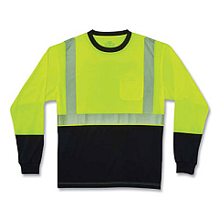 ergodyne GloWear 8281BK Class 2 Long Sleeve Shirt with Black Bottom, Polyester, Medium, Lime (22633)