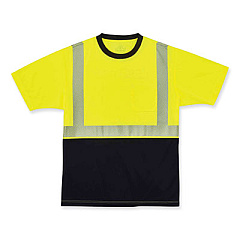 ergodyne GloWear 8280BK Class 2 Performance T-Shirt with Black Bottom, Polyester, X-Large, Lime (22535)
