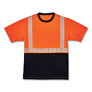ergodyne GloWear 8280BK Class 2 Performance T-Shirt with Black Bottom, Polyester, 5X-Large, Orange (22589)