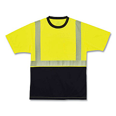ergodyne GloWear 8280BK Class 2 Performance T-Shirt with Black Bottom, Polyester, 5X-Large, Lime (22539)