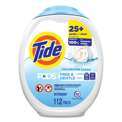 Tide PODS, Free and Gentle, Unscented, 112 Pods/Pack (03229)